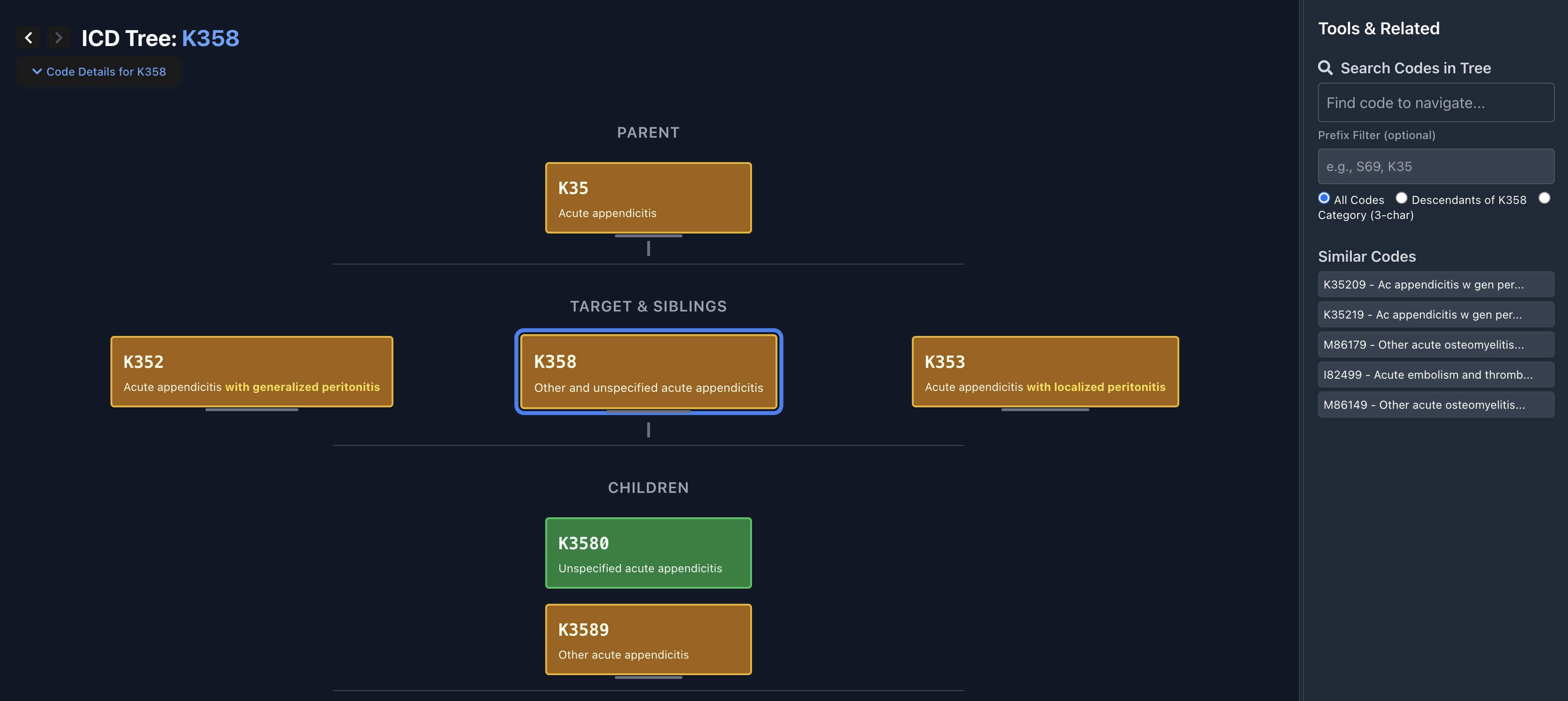 ICD Tree Explorer Feature
